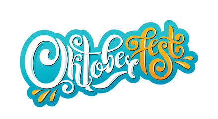 Obraz premium Oktoberfest handwritten lettering header. Oktoberfest typography title vector design