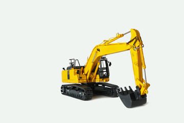 Excavator loader model with new modern technology on white background