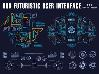Futuristic blue virtual graphic touch user interface, target, hud interface dashboard, virtual reality interface