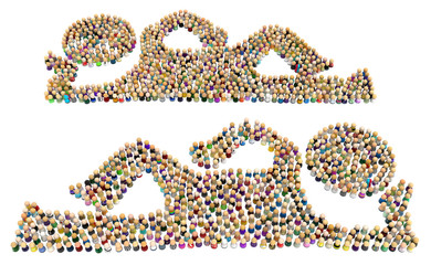 Cartoon Crowd Figure, Reclining