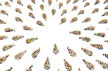 Cartoon Crowd, Group Droplets Spread