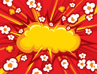 Popcorn explosion vector illustration - obrazy, fototapety, plakaty