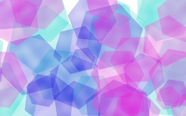 Multicolored translucent hexagons on white background. Red tones. 3D illustration