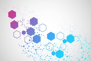 Hexagonal abstract background. Big Data Visualization. Global network connection. Medical, technology, science background. Vector illustration.