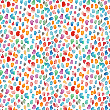 Seamless pattern with colorful watercolor drops. Watercolor ornament.