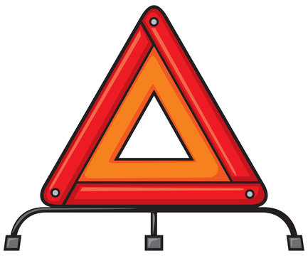 Red warning triangle emergency road sign 