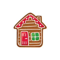 Christmas ginger bread vector illustration isolated on white background. Gingerbread house.