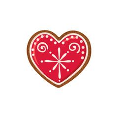 Christmas ginger bread vector illustration isolated on white background. Gingerbread heart.