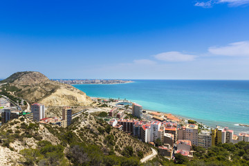 View of Santa Barbara Castle on Mount Benacantil above Alicante - Spain
