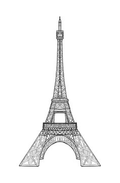 Eiffel Tower in flat style isolated on white background.