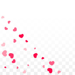 Hearts Confetti Falling Background. St. Valentine's Day pattern. Romantic Scattered Hearts Design Element. Love. Sweet Moment. Gift. Cute Element of Design for Sales or Celebration.