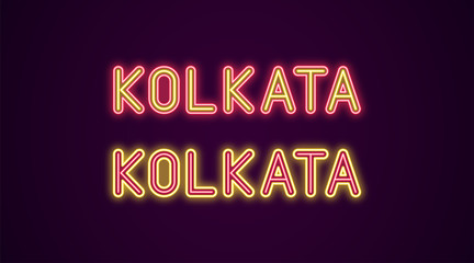 Neon name of Kolkata city in India