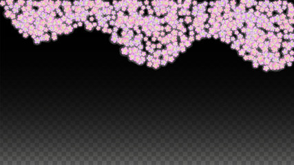 Blue Vector Realistic Blue Petals Falling on Transparent Background.  Spring Romantic Flowers Illustration. Flying Petals. Sakura Spa Design. Blossom Confetti. Design Elements for Wedding Decoration.