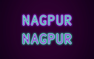 Neon name of Nagpur city in India