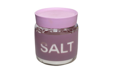 pot of salt for cooking isolated on white background