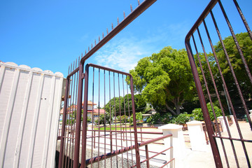 Steel fence and door of Seaside house in Thailand