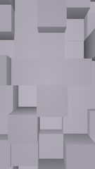 Abstract gray elegant cube geometric background. Chaotically advanced rectangular bars. 3D Rendering, 3D illustration