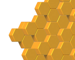 Wall of hexagons as wallpaper or background. 3D rendering	