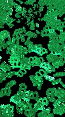 Obraz premium Digital currency symbol Bitcoin on a dark background. Fall of bitcoin. Cryptocurrency graph on virtual screen. Business, Finance and technology concept. 3D illustration