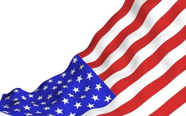 Obraz premium Waving flag of the United States of America. Stars and Stripes. State symbol of the USA. 3D illustration