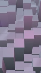 Abstract pink gray elegant cube geometric background. Chaotically advanced rectangular bars. 3D Rendering, 3D illustration