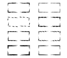 Obraz premium Set of black rectangle empy grunge frames. Vector illustration.