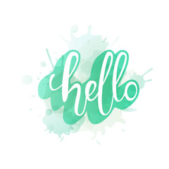 Hello word lettering for banner. Vector illustration.