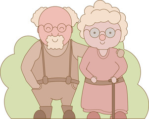 Grandparents day. Happy grandparents. Grandpa and grandma standing full length smiling.