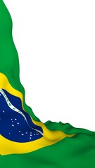 Waving flag of Brazil. Ordem e Progresso. Order and progress. Rio de Janeiro. South America. State symbol. 3D illustration