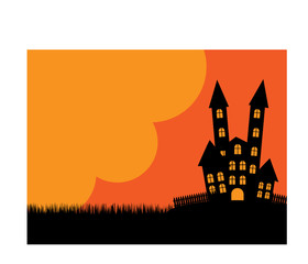 Halloween poster, background. Castle.