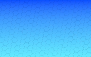Translucent honeycomb on a gradient blue sky background. Perspective view on polygon look like honeycomb. Isometric geometry. 3D illustration