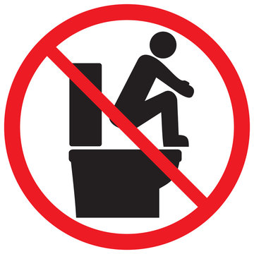 please do not stand on the toilet seat (prohibition icon)