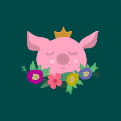 Obraz premium Happy chinese new year 2019 Zodiac sign Year of the pig