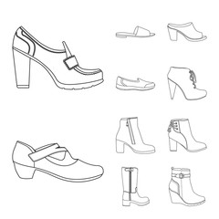 Vector illustration of footwear and woman icon. Collection of footwear and foot stock vector illustration.