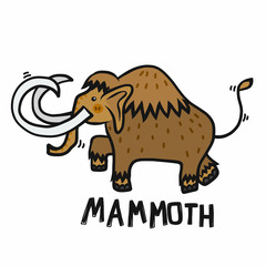 Mammoth cartoon vector illustration doodle style 