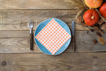 Autumn holidays dining table - top view