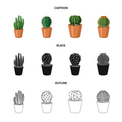 Vector illustration of cactus and pot icon. Collection of cactus and cacti vector icon for stock.