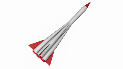 plastic rocket model on white background. 3D rendering