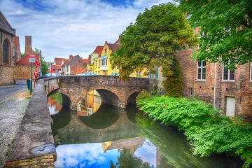 Crédence en verre imprimé Brugges Canaux de Bruges