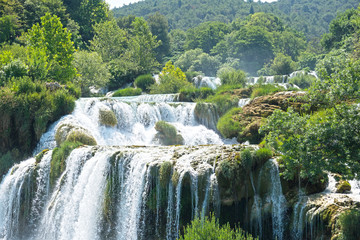 Naklejka premium Beautiful view of waterfall in KRKA national park, Croatia.