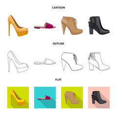 Vector design of footwear and woman sign. Collection of footwear and foot stock symbol for web.