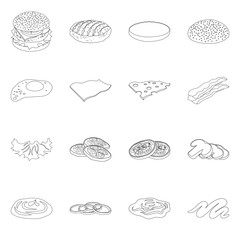 Vector design of burger and sandwich logo. Set of burger and slice stock vector illustration.