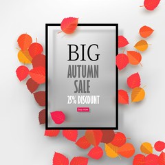 Discount frame with autumn leaves. Autumn sale background template. Layouts for shopping sale or promo poster and frame leaflet or web banner