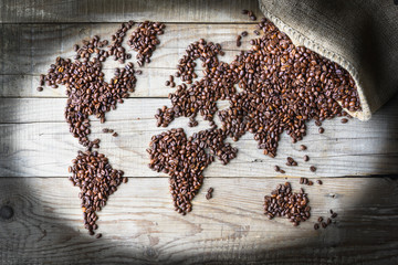 Fototapety  World of Coffee - koncepcyjne tło świeżo palonych ziaren kawy