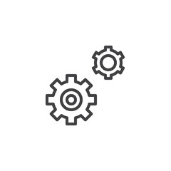 Cogwheel gear mechanism outline icon. linear style sign for mobile concept and web design. Settings simple line vector icon. Symbol, logo illustration. Pixel perfect vector graphics