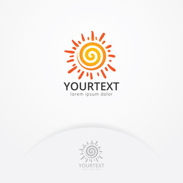 Warm sun logo, Vector of spiral sun logo. Sun logo or icon vector design template