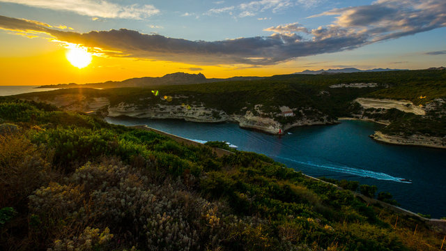 Bouches de Bonifacio at sunset