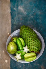 Juicy Exotic fruits on a plate