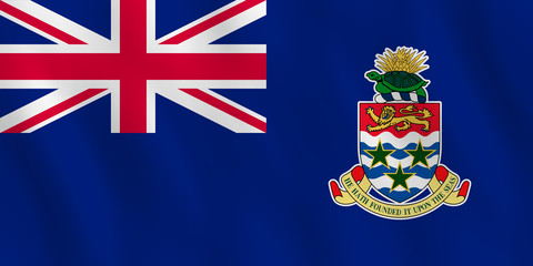 Cayman Islands flag with waving effect, official proportion.