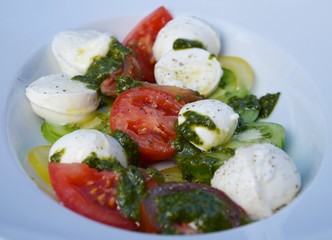 fresh salad with mozzarella and tomatoes